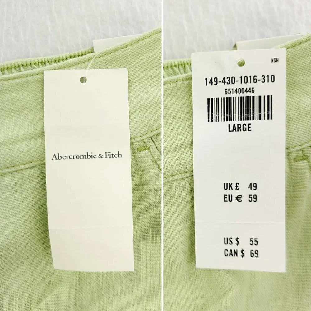 Abercrombie Fitch Linen Blend Shorts Light Green Stretch 32 Waist Women's Large